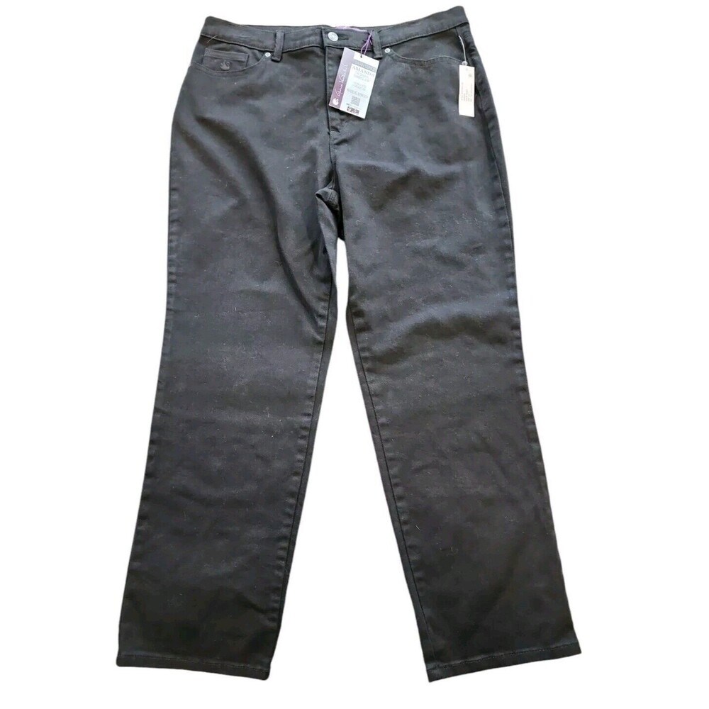 Gloria‎ Vanderbilt Jeans Women’s 14 Black Tapered Leg Short Pants Denim